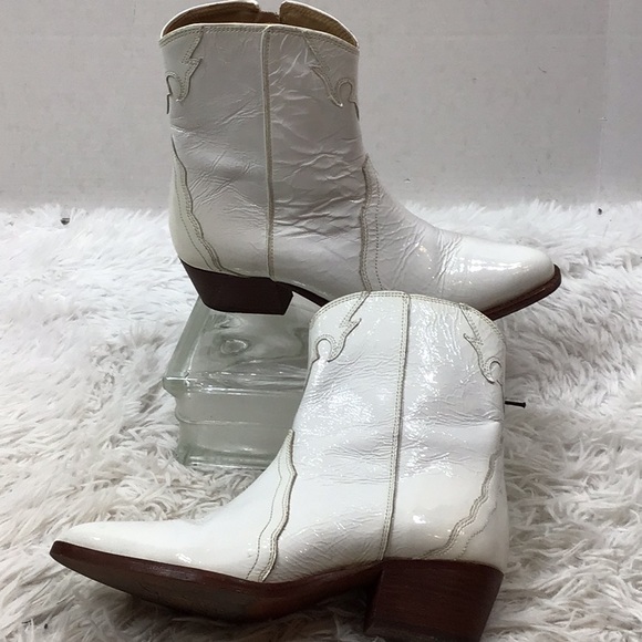 Free People white patent leather New Frontier western boots 38 - Picture 6 of 15